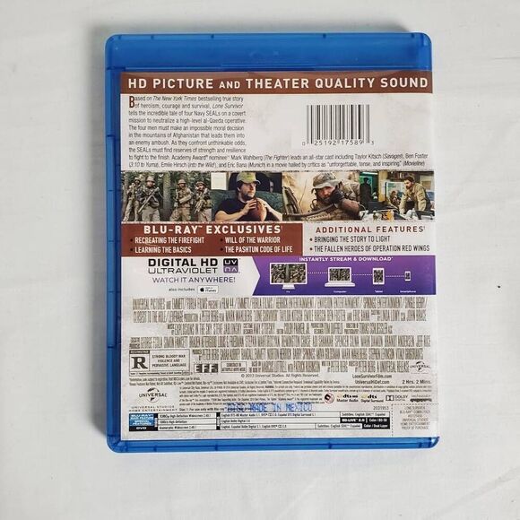 Lone Survivor (Blu-ray + DVD + Digital HD) Mark Wahlberg Military Action - Picture 3 of 3